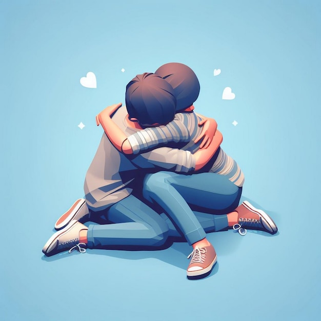 Giornata nazionale dell'abbraccio l'IA immagina due personaggi che si abbracciano Happy Hug Day Hugging Day