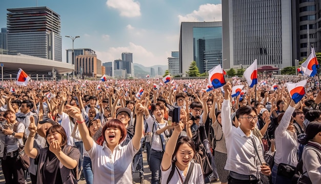 Giornata nazionale della liberazione della corea del sud fotografia felice e celebrativa