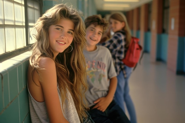 Giornate scolastiche nostalgiche: uno sguardo vibrante agli anni '90 con scolari e adolescenti che catturano l'essenza della cultura giovanile, dell'educazione, delle amicizie e della moda iconica