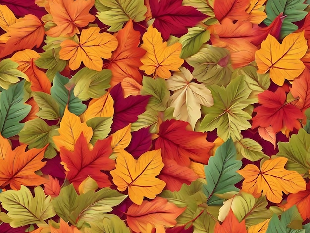 Giorno d'autunno con uno sfondo di foglie vibranti sfondo d'autunnale con foglie d'acero generato da Ai