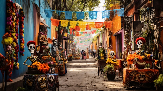 Giorno dei morti decorazione stradale dia de los muertos