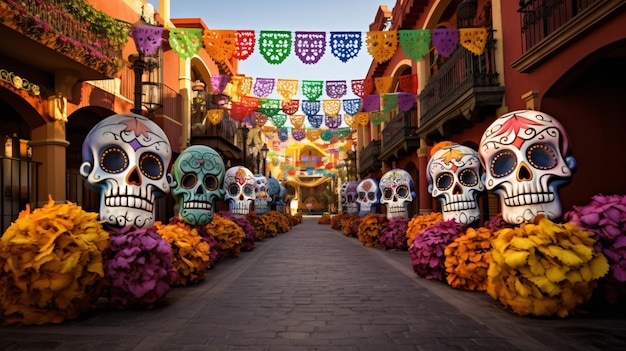 Giorno dei morti decorazione stradale dia de los muertos