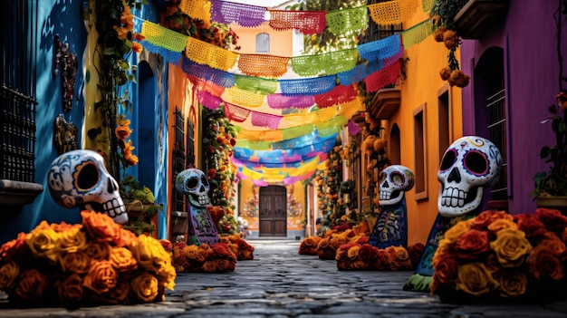 Giorno dei morti decorazione stradale dia de los muertos