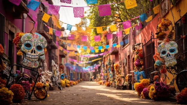 Giorno dei morti decorazione stradale dia de los muertos