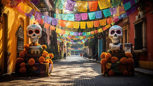 Giorno dei morti decorazione stradale dia de los muertos