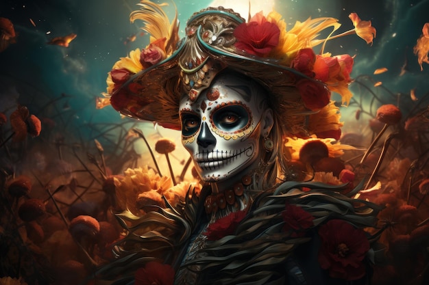 Giorno dei morti in Messico Dia de Muertos IA generativa