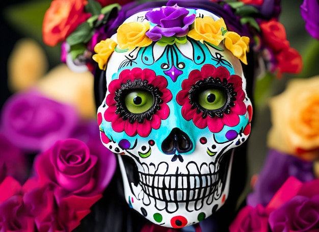Giorno del cranio in stile messicano del concetto morto