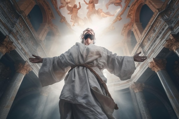 Giorno dell'Ascensione di gesù cristo o giorno della risurrezione del figlio di dio Concetto del giorno dell'Ascensione in chiesa