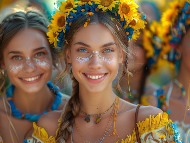 Giorno dell'Indipendenza dell'Ucraina con una bella donna