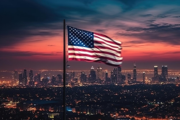 Giorno della Memoria con bandiera americana IA generativa