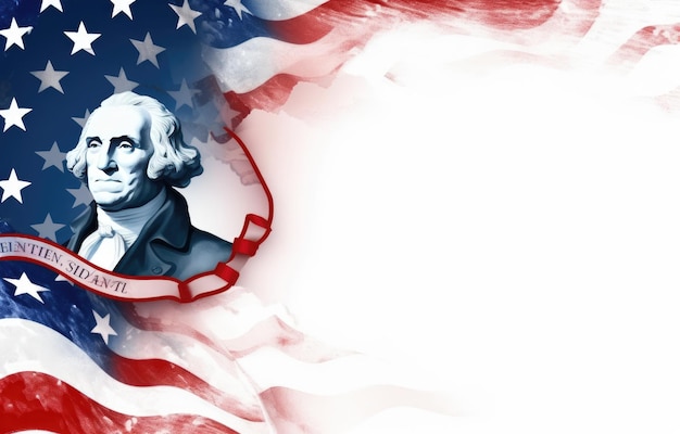 Giorno della memoria degli Stati Uniti Giorno dei presidenti Giorno dei veterani Giorno del lavoro o celebrazione del 4 luglio Quadro di tela bianca vuota per il disegno di mockup sullo sfondo della bandiera nazionale americana