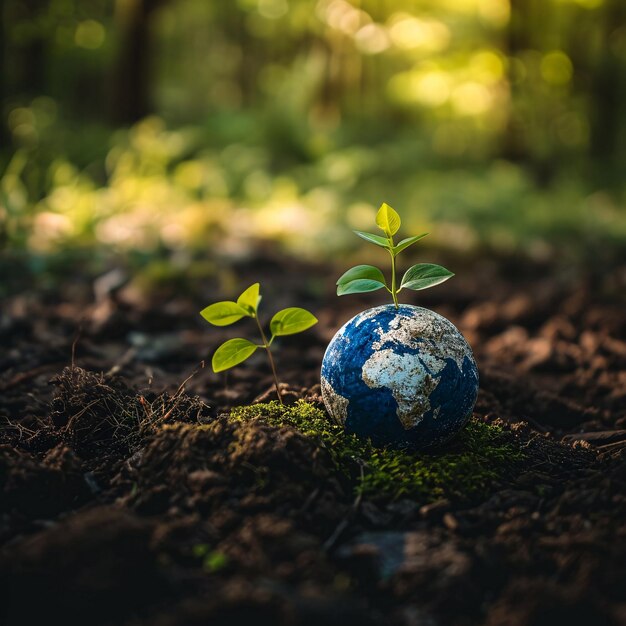 Giorno della Terra Un mondo in mano L'intersezione tra natura e umanità Generata dall'AI