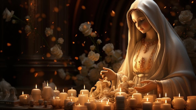 Giorno delle Candeline o Immacolata Concezione Eve Dia de las velitas in onore della Vergine Maria e della sua Immacolata Concezione