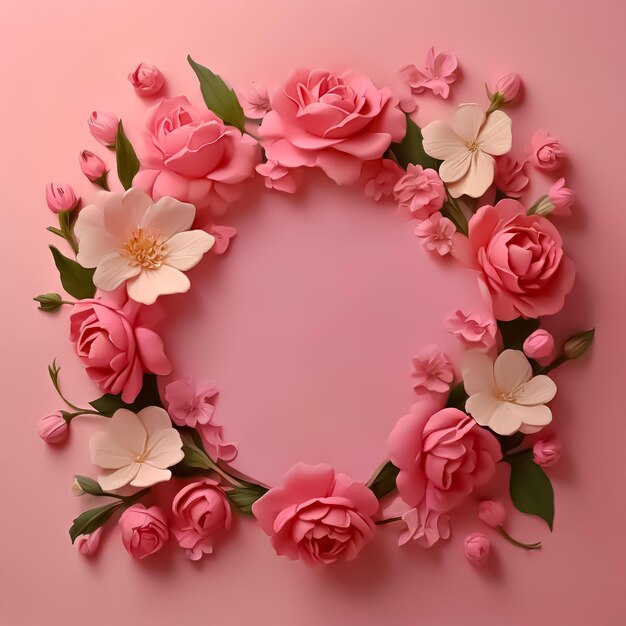 Giorno delle Madri corone di fiori rosa sullo sfondo per la Giornata delle Madri