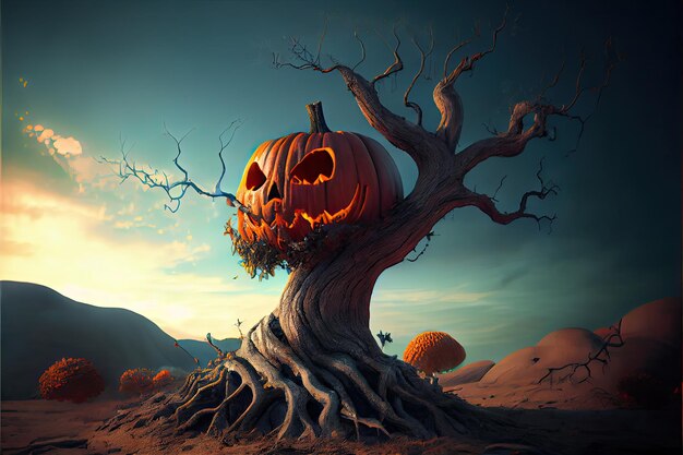 Giorno di Halloween occhi di Jack O' Lanterns Dolcetto o scherzetto Samhain All Hallows' Eve All Saints' Eve All hallowe'en spettrale Horror Ghost Demon sfondo 31 ottobre