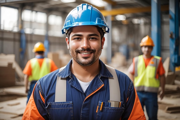 giorno di lavoro uomo operaio costruttore casco di sicurezza uniforme di sicurezza