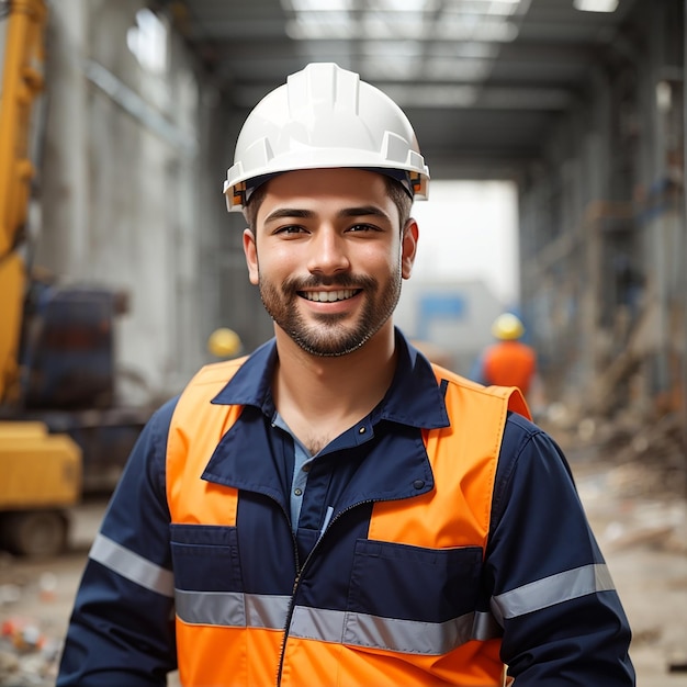 giorno di lavoro uomo operaio costruttore casco di sicurezza uniforme di sicurezza