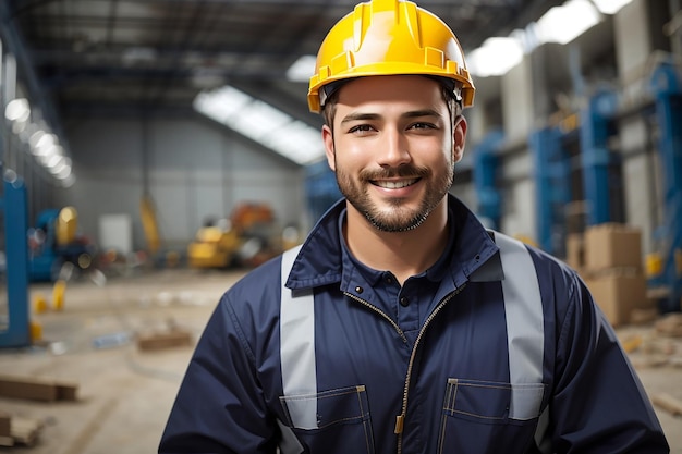 giorno di lavoro uomo operaio costruttore casco di sicurezza uniforme di sicurezza