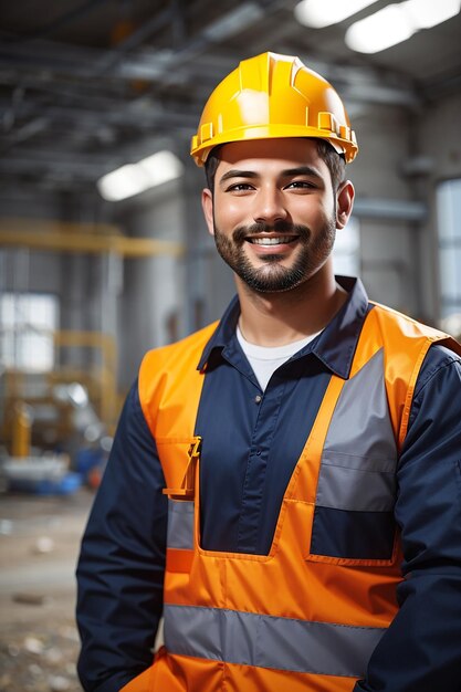 giorno di lavoro uomo operaio costruttore casco di sicurezza uniforme di sicurezza