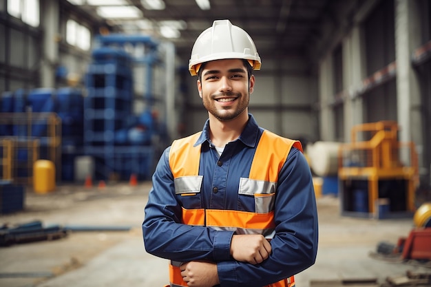 giorno di lavoro uomo operaio costruttore casco di sicurezza uniforme di sicurezza