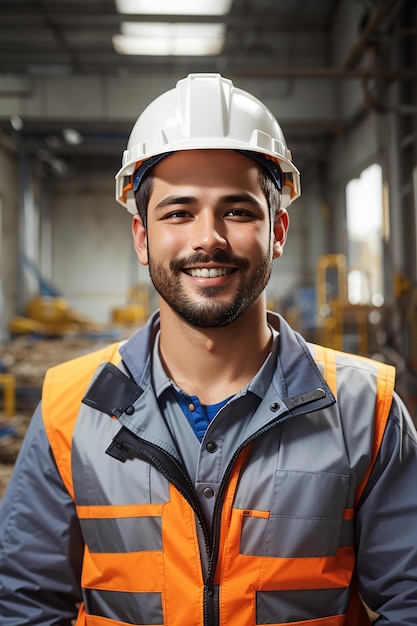 giorno di lavoro uomo operaio costruttore casco di sicurezza uniforme di sicurezza