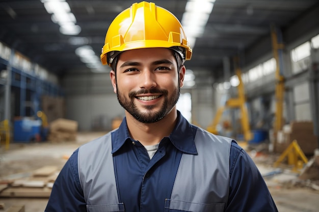 giorno di lavoro uomo operaio costruttore casco di sicurezza uniforme di sicurezza