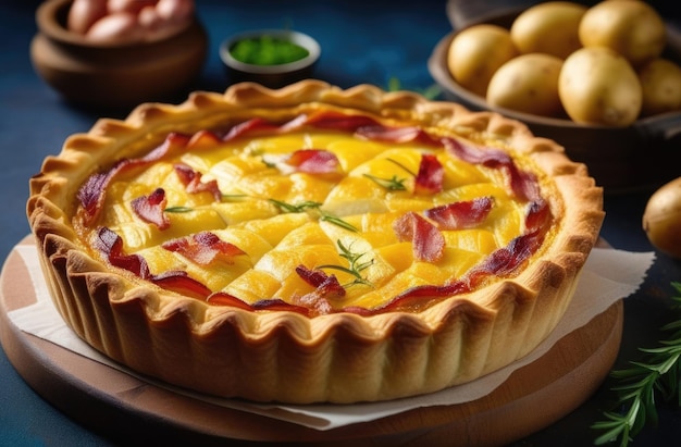 Giorno di San Patrizio cucina nazionale irlandese pasticceria tradizionale irlandese quiche con patate e pancetta fatta in casa