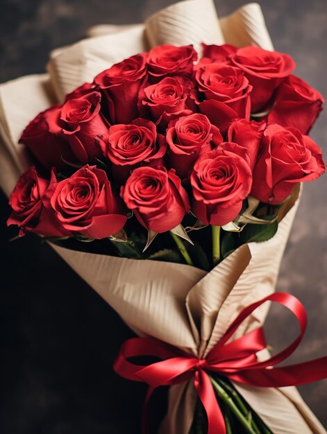 Giorno di San Valentino rose rosse bouquet closeup