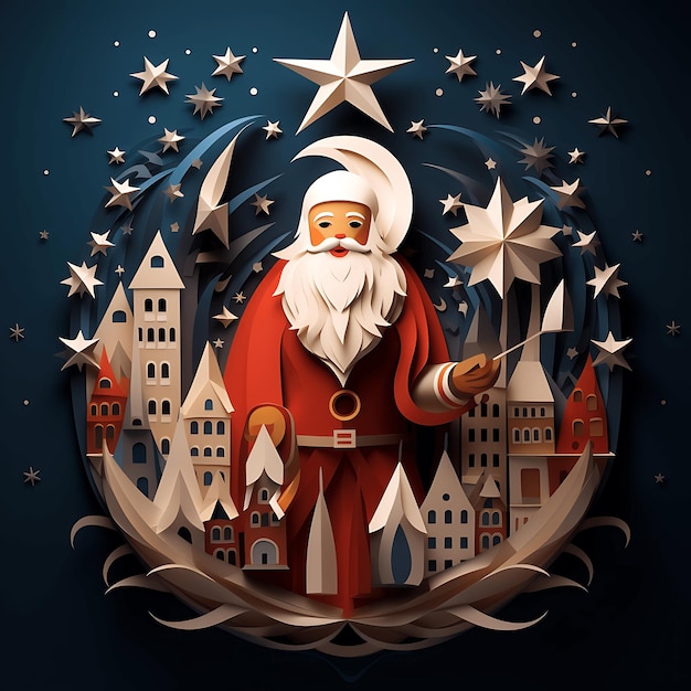 Giorno di Sinterklaas Vacanze olandesi San Nicola o Sinterklaas arriva in città di notte, arte della carta