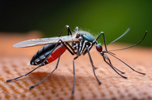 Giorno mondiale delle zanzare Giorno mondiale della malaria Zanzare da vicino Parassita di zanzara infettiva Zanzara Bite febbre gialla Leishmaniosi zanzara sulla pelle umana