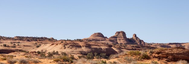 Giorno soleggiato del cielo blu del paesaggio americano della montagna rocciosa del deserto