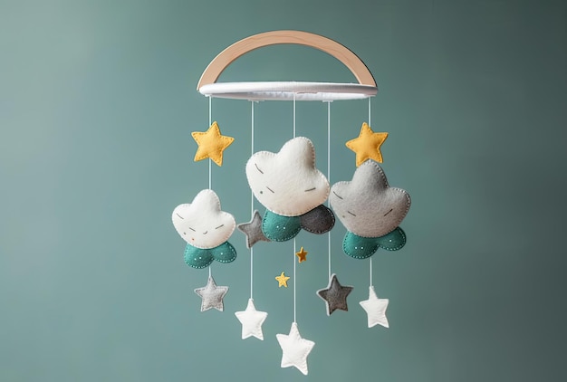 Giostrina per culla con nuvole di stelle e luna Giocattoli fatti a mano per bambini sopra la culla del neonato