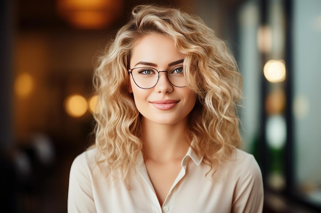 Giovane adulto elegante fiducioso attraente sorridente donna d'affari europea