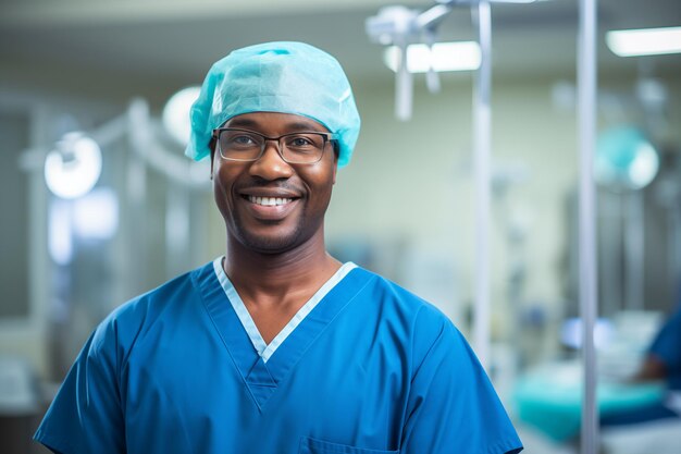 Giovane afroamericano con l'uniforme del medico