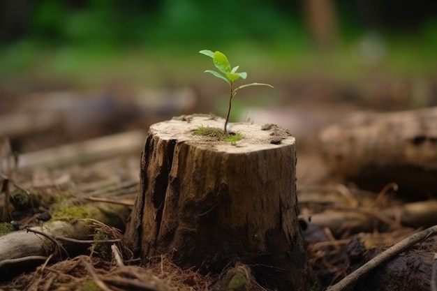 Giovane albero sul ceppo Genera Ai