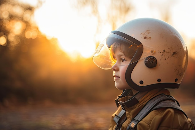 Giovane astronauta stupito dalla Terra nello spazio generativo IA