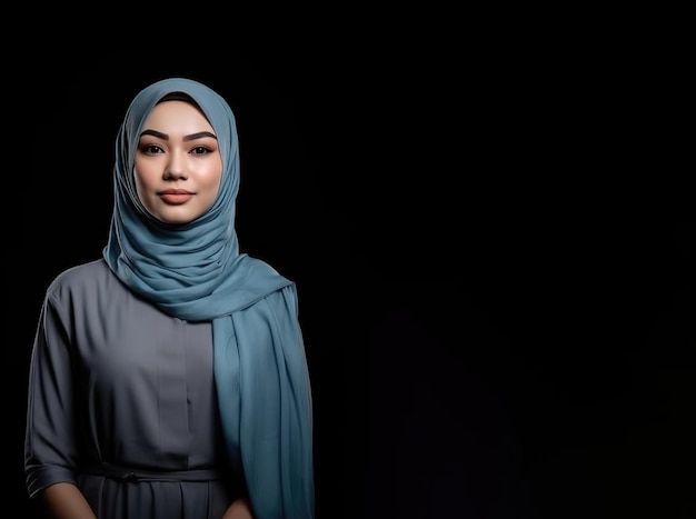 Giovane bellissima donna musulmana abiti alla moda in ufficio sfondo isolato