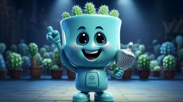 Giovane cactus sorridente con un disegno occhiolino