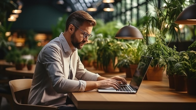 Giovane che utilizza il computer portatile