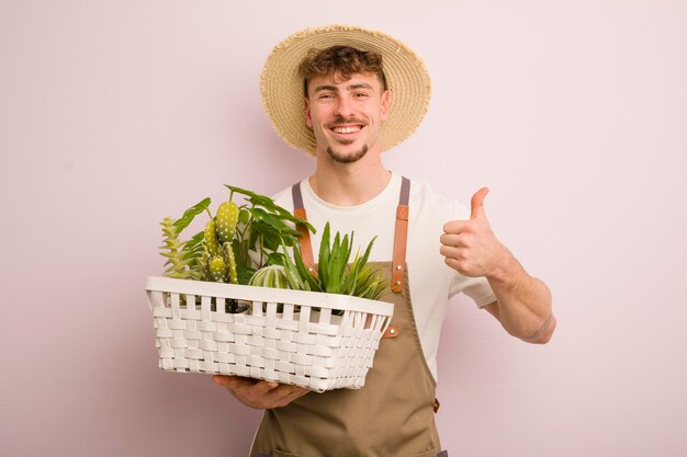 Giovane concetto di agricoltore uomo caucasico