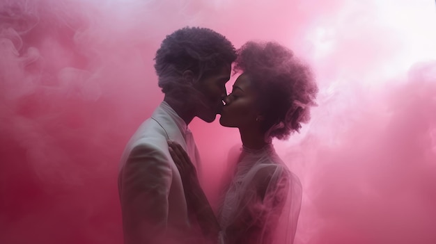 Giovane coppia afroamericana innamorata AI generativa