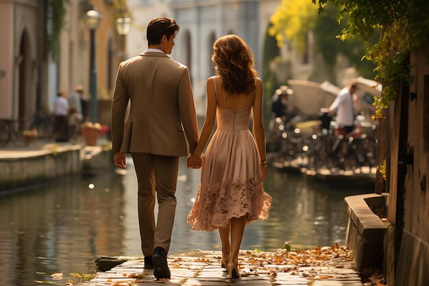 giovane coppia che trascorre un appuntamento romantico a Venezia