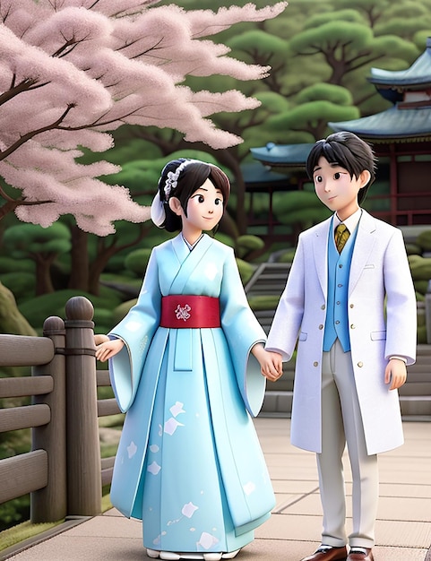 Giovane coppia giapponese che si sposa