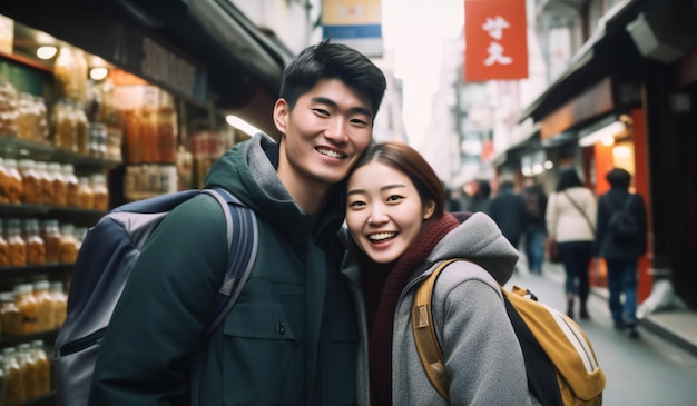 Giovane coppia giapponese che trascorre del tempo insieme a Tokyo
