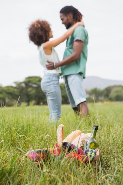 Giovane coppia in un picnic