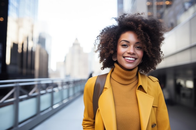 Giovane donna afroamericana con capelli ricci