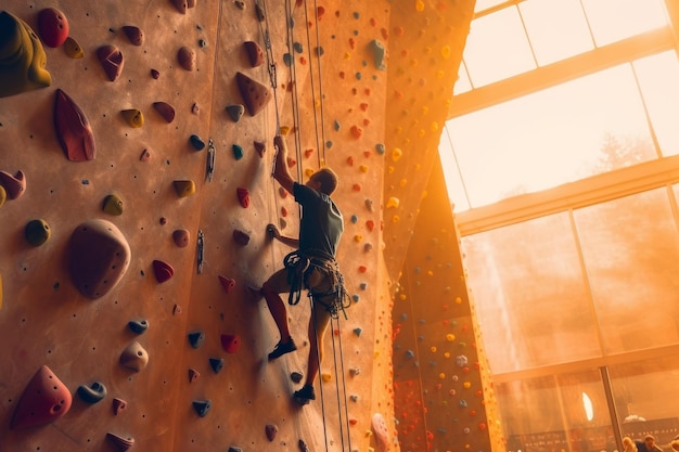 Giovane donna arrampicata su roccia Genera Ai