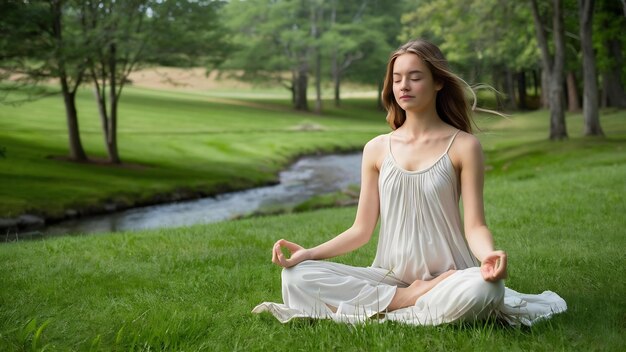 Giovane donna che pratica la meditazione