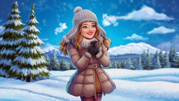 Giovane donna con abiti da inverno