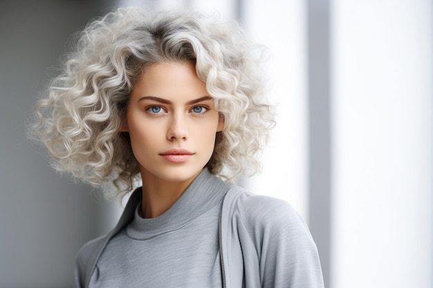 Giovane donna con i capelli ricci.